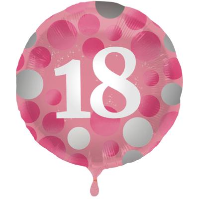 Folieballon 18 Jaar Glossy Pink (45cm)