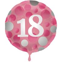 Folieballon 18 Jaar Glossy Pink (45cm) - thumbnail