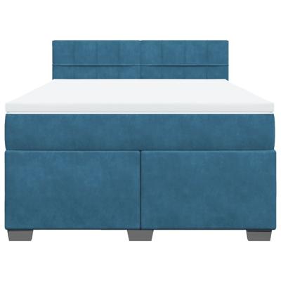 Boxspring met matras fluweel blauw 140x200 cm - thumbnail