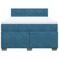 Boxspring met matras fluweel blauw 140x190 cm - thumbnail