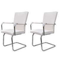 Eetkamerstoelen 2 st kunstleer wit - thumbnail