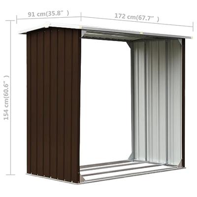 Haardhoutschuur 172x91x154 cm gegalvaniseerd staal bruin - thumbnail