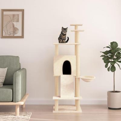 Kattenmeubel met sisal krabpalen 153 cm crmekleurig