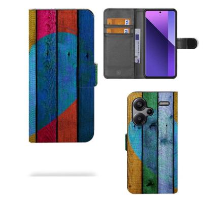 Xiaomi Redmi Note 13 Pro Plus | Book Style Case | Wood Heart - Cadeau voor je Vriend Xiaomi Redmi Note 13 Pro Plus | Book Style Case | Wood Heart - Cadeau voor je Vriend