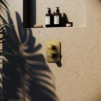 Douchethermostaat Hotbath Gal Inbouw 2-weg Omstel Geborsteld Messing PVD (excl. inbouwdeel) - thumbnail