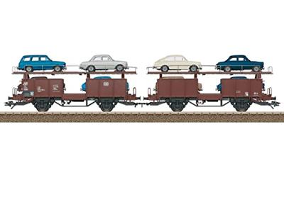 TRIX H0 24332 H0 autotransportwagen-paar laades van de DB