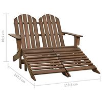 VidaXL Tuinstoel 2-zits adirondack met voetenbank vurenhout bruin - thumbnail