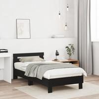 Bedframe met hoofdeinde Zwart eiken 90 x 190 cm Bewerkt hout - thumbnail