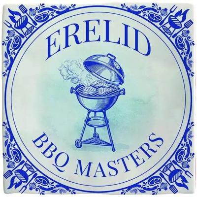 Plenty Gifts tegeltje keramiek bbq masters 10x10cm blauw, wit