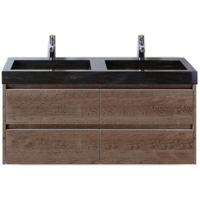 Dante Badmeubelset 120 cm - Tabacco - Wastafel Hardsteen Wit Lucca Dubbel