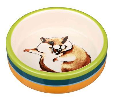 TRIXIE VOERBAK STRIPHAMSTER KERAMIEK KLEURIG / CRÈME 8 CM 80 ML 4 ST