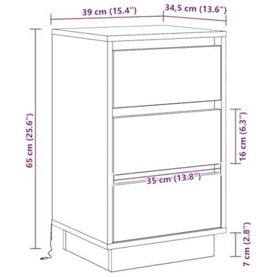 Nachtkastje met lade met Wit 39 x 34.5 x 65 cm Bewerkt hout