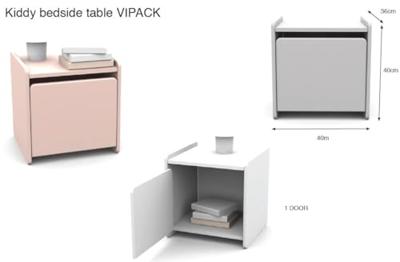 Vipack nachtkastje Kiddy - 1 deur - oud roze