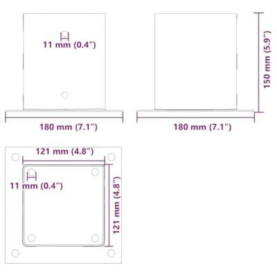 Paonderstellen vierkant 4 st 121x121 mm gepoedercoat staal