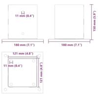 Paonderstellen vierkant 4 st 121x121 mm gepoedercoat staal - thumbnail