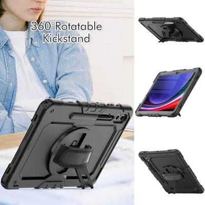 Casecentive Handstrap Pro Hardcase met handvat Galaxy Tab S9 Plus zwart