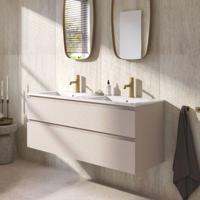 Ben Tendenza badmeubel incl. keramische wastafel met 2 kraangaten 120x46x62cm zand - thumbnail