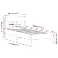 Bedframe met hoofdbord massief grenenhout 90x190 cm - thumbnail