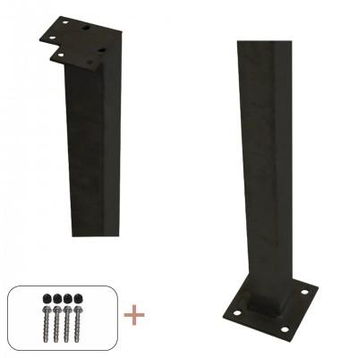 Zwart Stalen Hoekpaal Met Voetplaat Voor Reling Zwart Stalen Hoekpaal Met Voetplaat Voor Reling