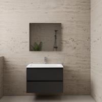 ACTIE BWS Badmeubel | Paris | Mat Zwart 80 cm | Mat Wit Wastafel | 1 Kraangat - thumbnail