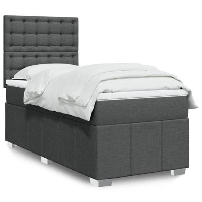 Boxspring met matras stof donkergrijs 90x190 cm