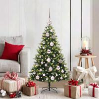 VidaXL Kunstkerstboom met scharnier 150 leds groen 120 cm pvc en pe - thumbnail
