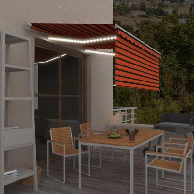 Luifel handmatig uittrekbaar gordijn LED 3,5x2,5 m oranje bruin