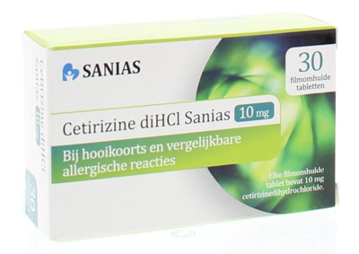Sanias Cetirizine 10mg Tabletten - bij hooikoorts en vergelijkbare allergische reacties -