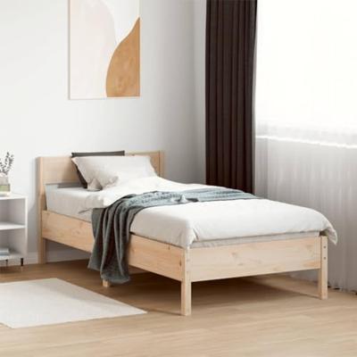 Bedframe met hoofdbord massief grenenhout 90x200 cm