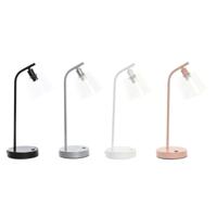 Bureaulamp DKD Home Decor 22 x 15 x 46 cm Kristal Zilverkleurig Zwart Grijs Roze Metaal Wit 220 V 40 W 25 W 4 Onderdelen - thumbnail