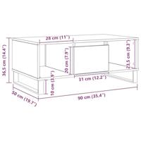 Salontafel 90x50x36,5 cm bewerkt hout artisanaal eikenkleurig - thumbnail
