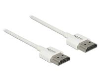 Delock 85120 HDMI-kabel HDMI Aansluitkabel HDMI-A-stekker 0.25 m Wit Vergulde steekcontacten, 4K UHD, Verdraaid, Afgeschermd (drievoudig) - thumbnail