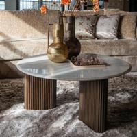 Richmond Ronde Salontafel 'Mayfield' Mangohout en marmer, 90cm - thumbnail