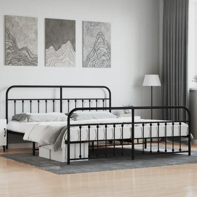 Bedframe met hoofd- en voeteneinde metaal zwart 193x203 cm Bedframe met hoofd- en voeteneinde metaal zwart 193x203 cm