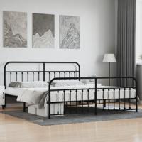 Bedframe met hoofd- en voeteneinde metaal zwart 193x203 cm - thumbnail