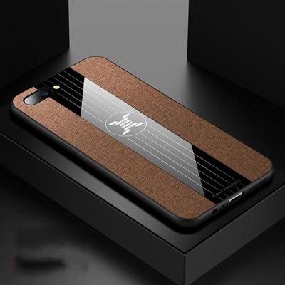 Voor OPPO R11 plus XINLI stiksels doek Textue schokbestendige TPU beschermhoes (bruin)