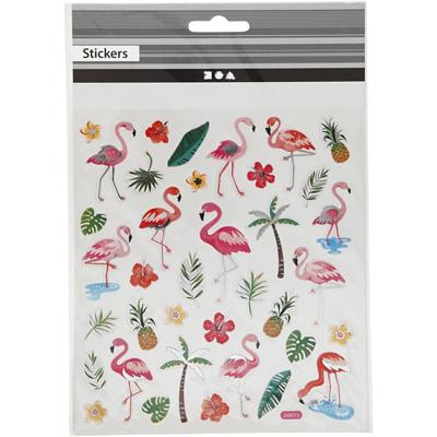 Creativ Company Stickers, flamingo, vel 15x16,5 cm, ca. 37 stuk, 1 vel Creativ Company Stickers, flamingo, vel 15x16,5 cm, ca. 37 stuk, 1 vel