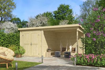 Blokhut met overkapping Finn 450x250 Outdoor Life - Outdoor life