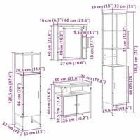 Badkamermeubelset met plank Wandgemonteerd Anders met opslag met de deur met spiegel 4 pcs Sonoma eiken - thumbnail