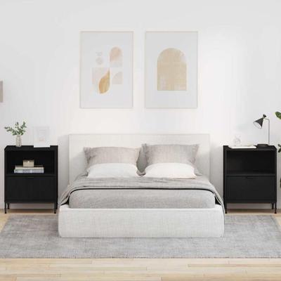 Nachtkastjes met lade 2 pcs Zwart 49 x 36 x 61 cm Bewerkt hout