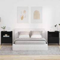 Nachtkastjes met lade 2 pcs Zwart 49 x 36 x 61 cm Bewerkt hout - thumbnail