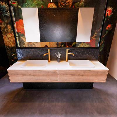 Badkamermeubelset Mondiaz Erin 200 cm met 2 Lades met RIDGE Wastafel Dubbel Talc met 2 kraangaten Greeploos Mat Washed Oak Badkamermeubelset Mondiaz Erin 200 cm met 2 Lades met RIDGE Wastafel Dubbel Talc met 2 kraangaten Greeploos Mat Washed Oak