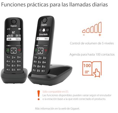 Gigaset AS690 Duo draadloze telefoon, 2 stuks, handsfree, groot display, 100 contacten, zwart