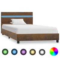 vidaXL Bedframe met LED stof bruin 100x200 cm - thumbnail