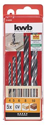 Houtspiraalborenset 4-10 mm cassette 5-delig KWB - Kwb