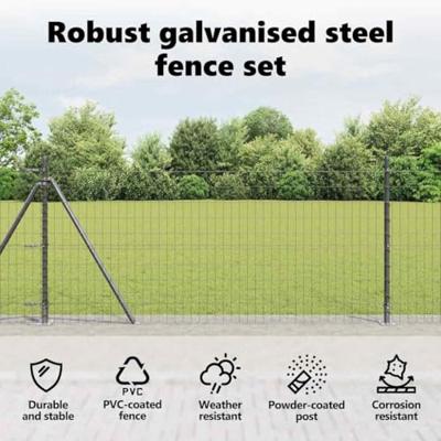 VidaXL Hek met paal grijs 1 x 10 m staal en pvc