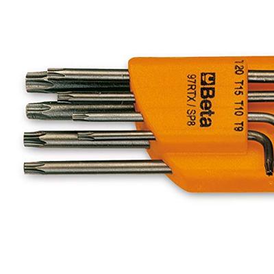 Beta 8-delige set haakse stiftsleutels tools met tamper resistant torx® profiel (art. 97rtx) met support t9-t10-t15-t20-t25 t27-t30-t40