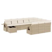 11-delige Tuinset met kussens poly rattan beige - thumbnail