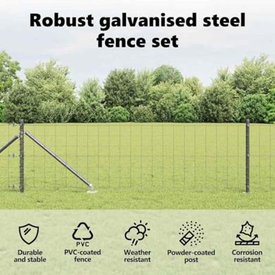 VidaXL Hek met paal grijs 0,6 x 10 m staal en pvc