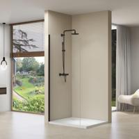 Inloopdouche Van Rijn ST01 40x200 cm Helder Glas 8 mm Zonder Stabilisatiestang Mat Zwart - thumbnail